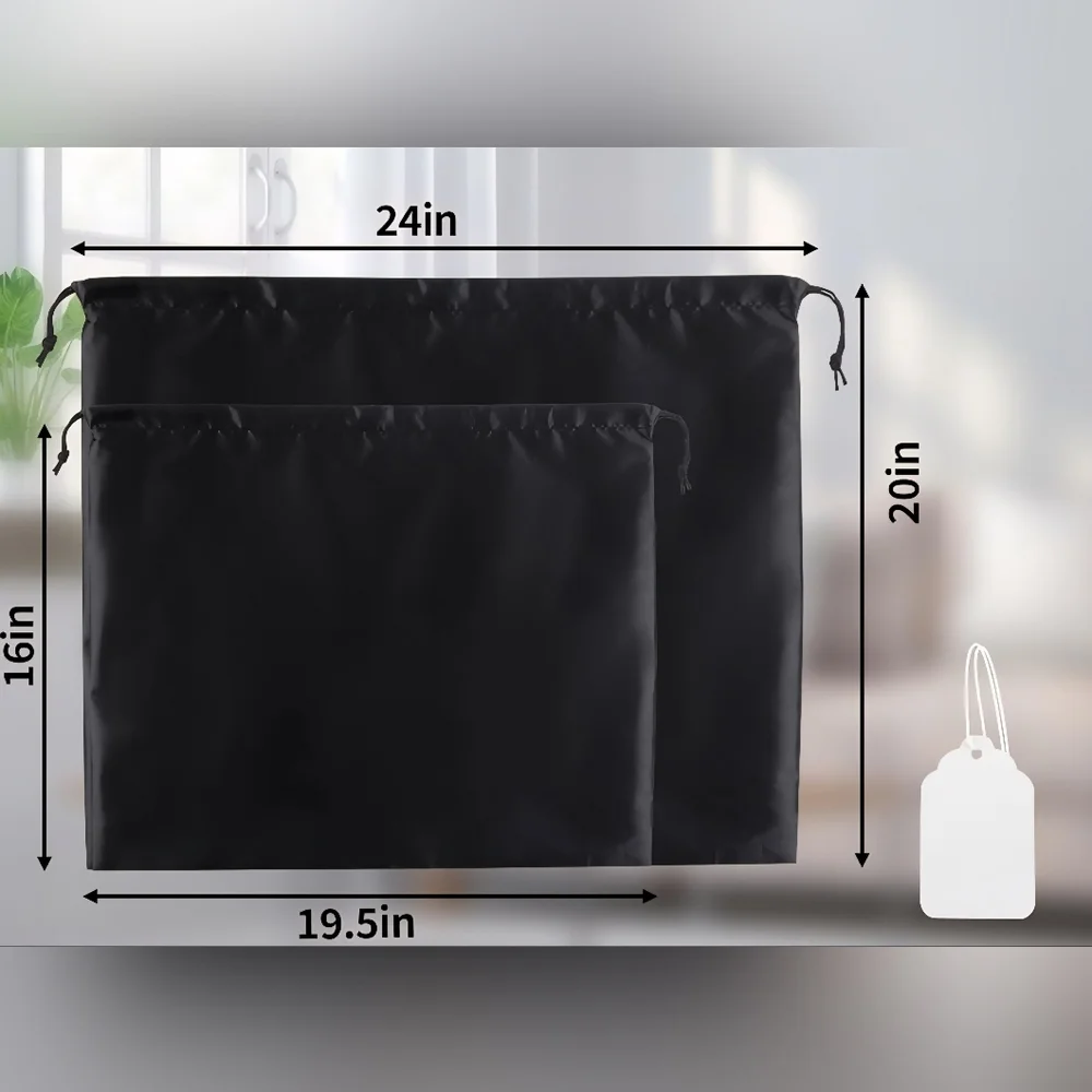 Elegant (2 PCS) Black Satin Drawstring Dustbag-Large And Medium+2 Label